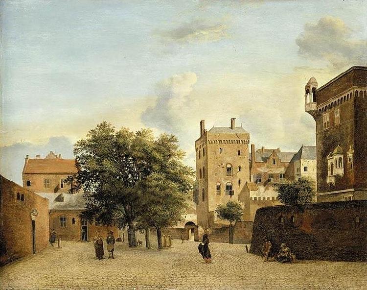 Jan van der Heyden View of a Small Town Square Germany oil painting art